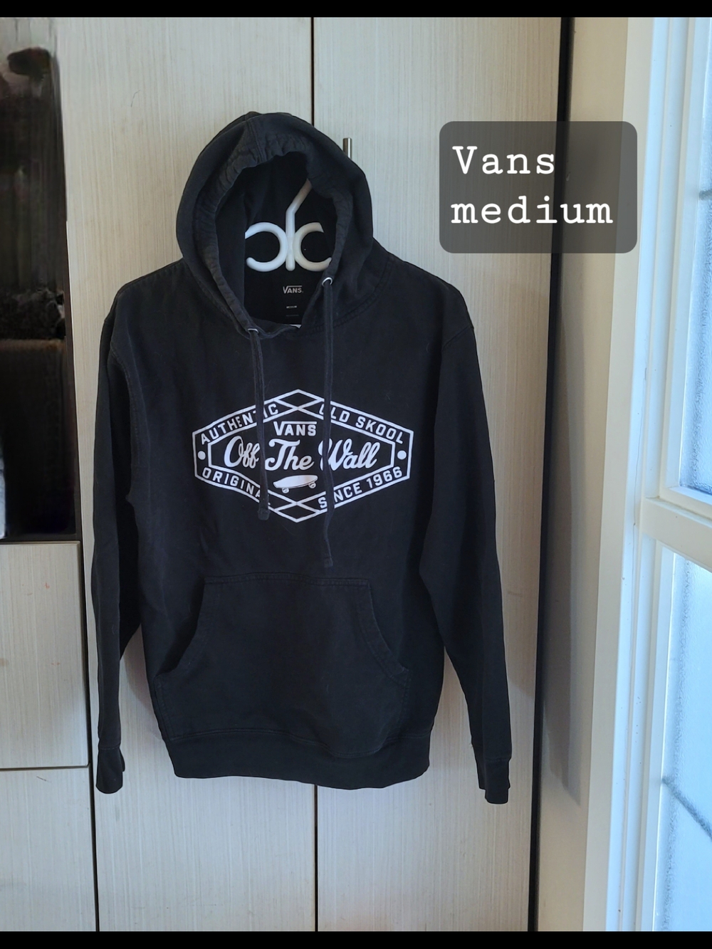 Vans Black Pullover Hoodie with White 'Off The Wall' Logo